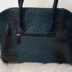 Dasein teal ostrich material purse